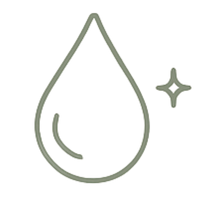 Icon of a water droplet with a starburst on a white background