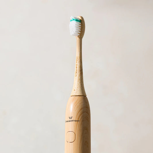 Crescent Nest Bamboo Sonic Electric Toothbrush with soft plant-based bristles