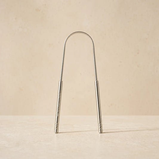 Crescent Nest reusable stainless steel tongue scraper